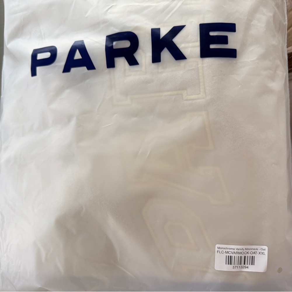 Parke Monochrome Varsity 
Mockneck Sweatshirt Oat XXL - Picture 4 of 4